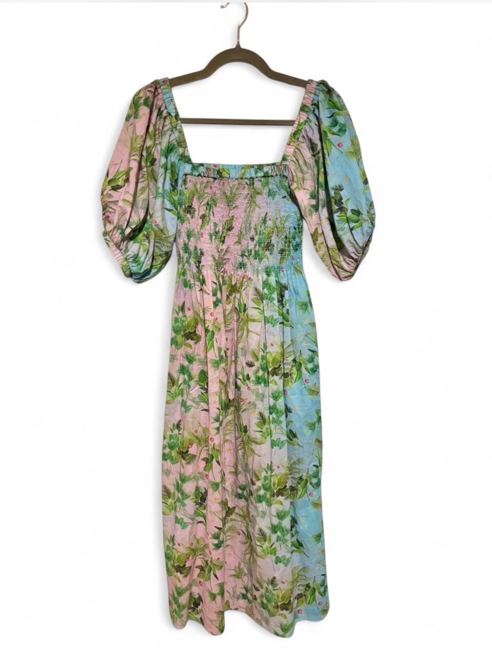 NWOT Cynthia rowley Alice smocked dress size XS in tropical floral ombré print
